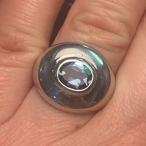 Aquamarine sterling vintage ring